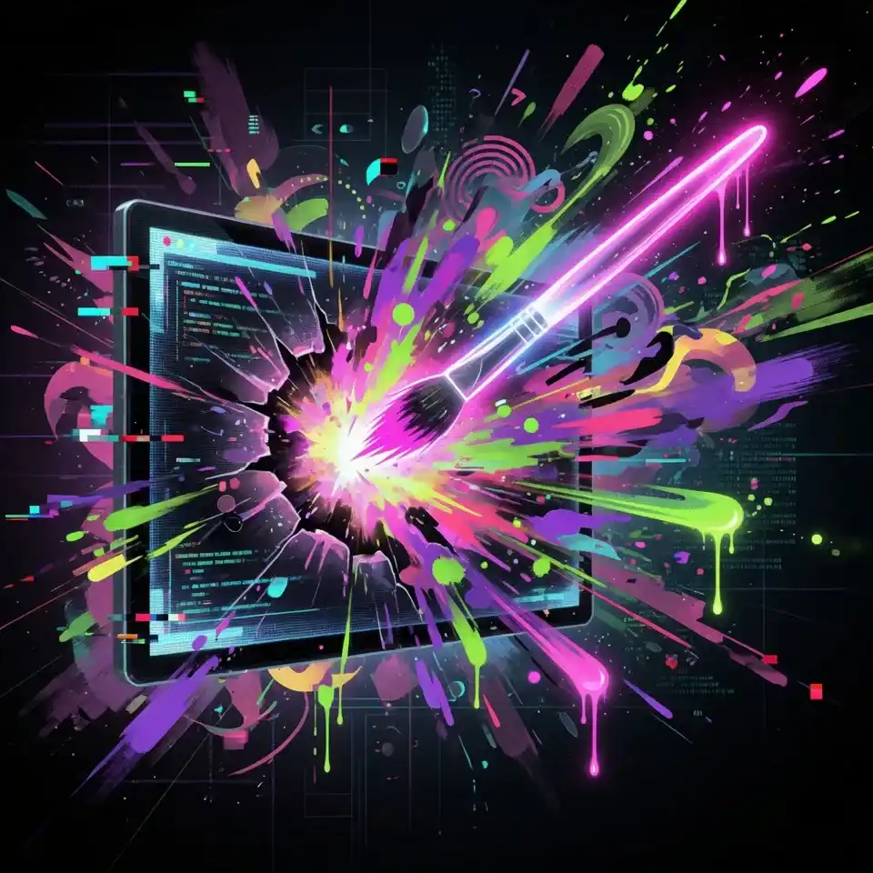 pincel en una pantalla con colores que demuestra la creatividad - imágenes